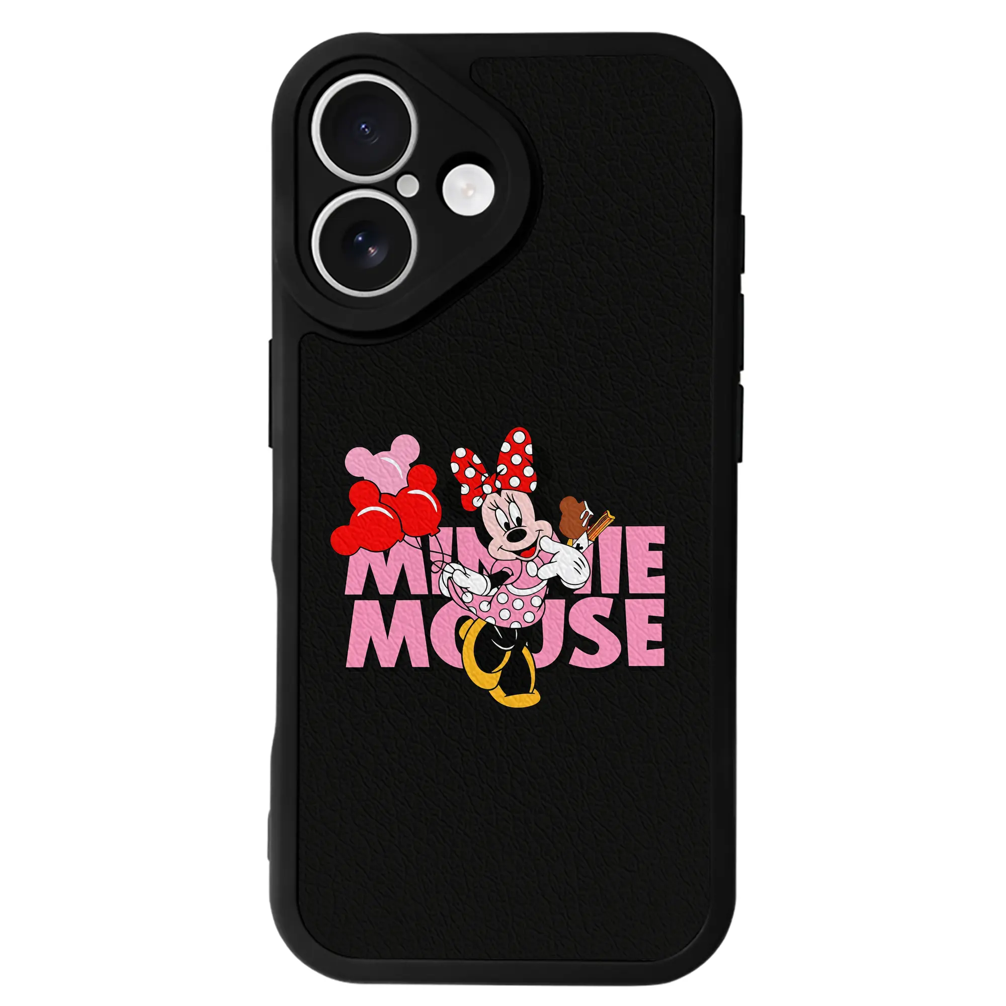 ミッキーマウス（Mickey Mouse） グッズ ミニーマウス（Minnie Mouse） - IPhone 16シリーズ対応 ・ シリコンスマホケース ・ レザー調 ・ 高精度フィット ・ 耐衝撃 ・ ワイヤレス充電対応 ・ 精密カット